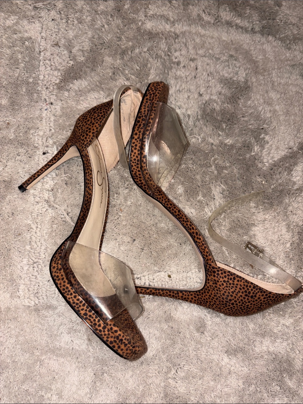 Jessica Simpson Leopard Print Sandals with Clear Straps